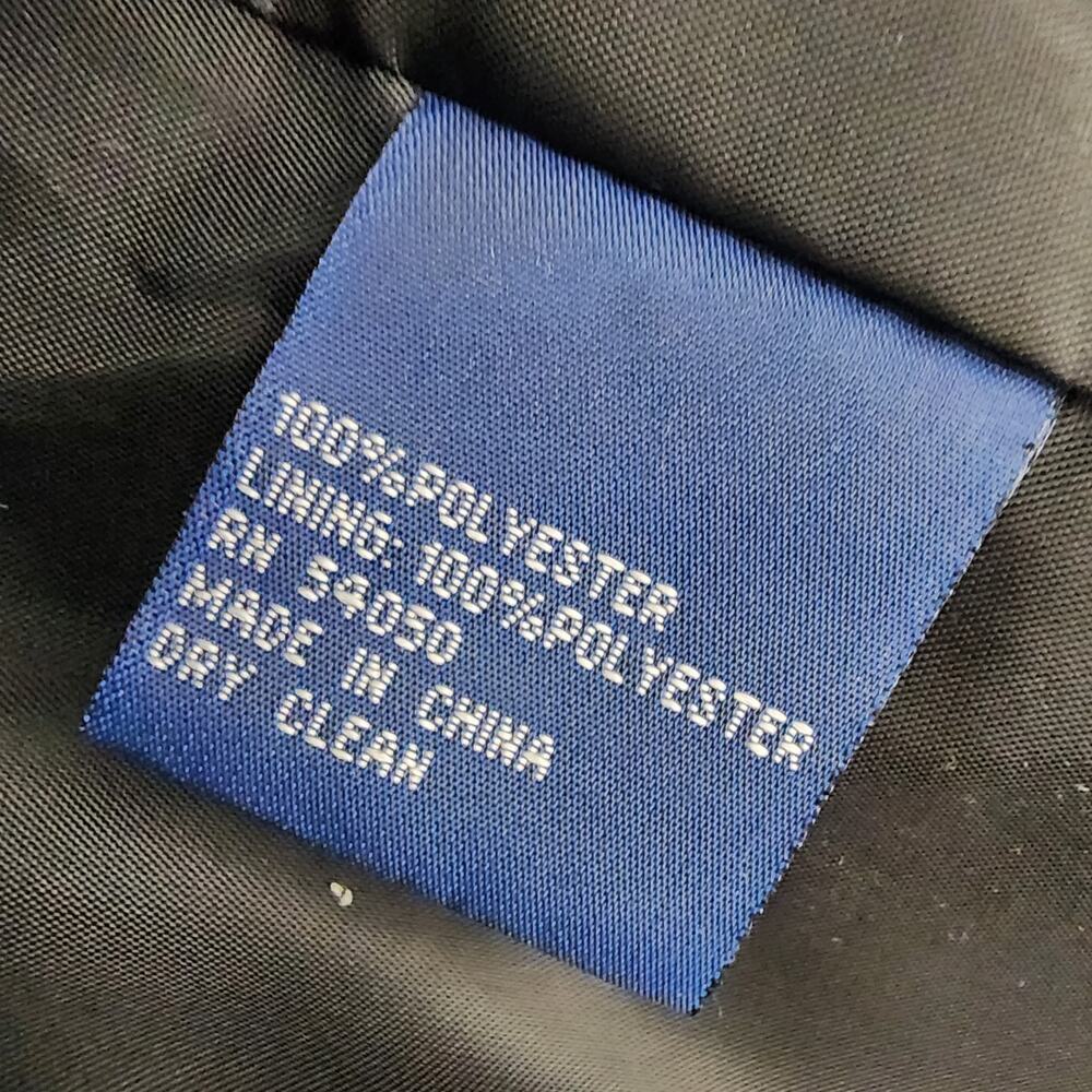 Evan Picone Suit Jacket Blue Black Contrast Trim Open Front Lined Geometric 12 - Picture 9 of 10